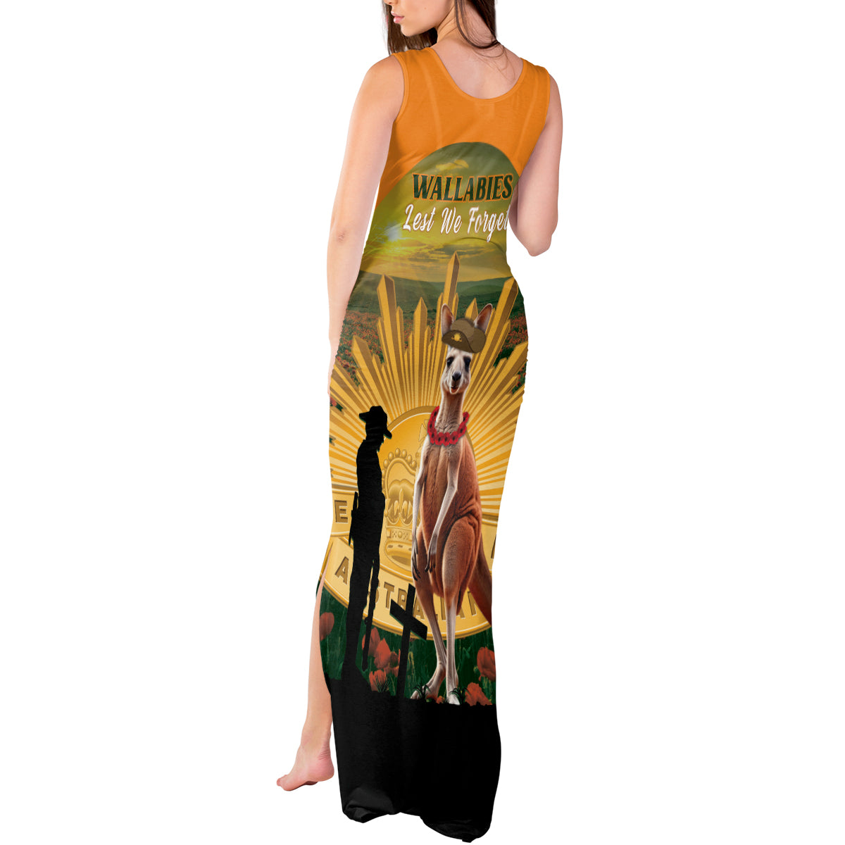 Australia Wallabies Rugby ANZAC Day Tank Maxi Dress 2024 Lest We Forget