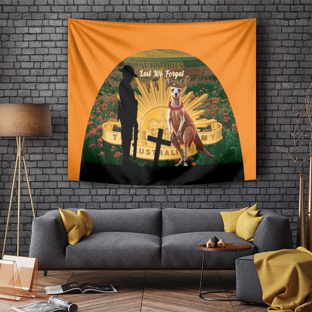 Australia Wallabies Rugby ANZAC Day Tapestry 2024 Lest We Forget - Vibe Hoodie Shop