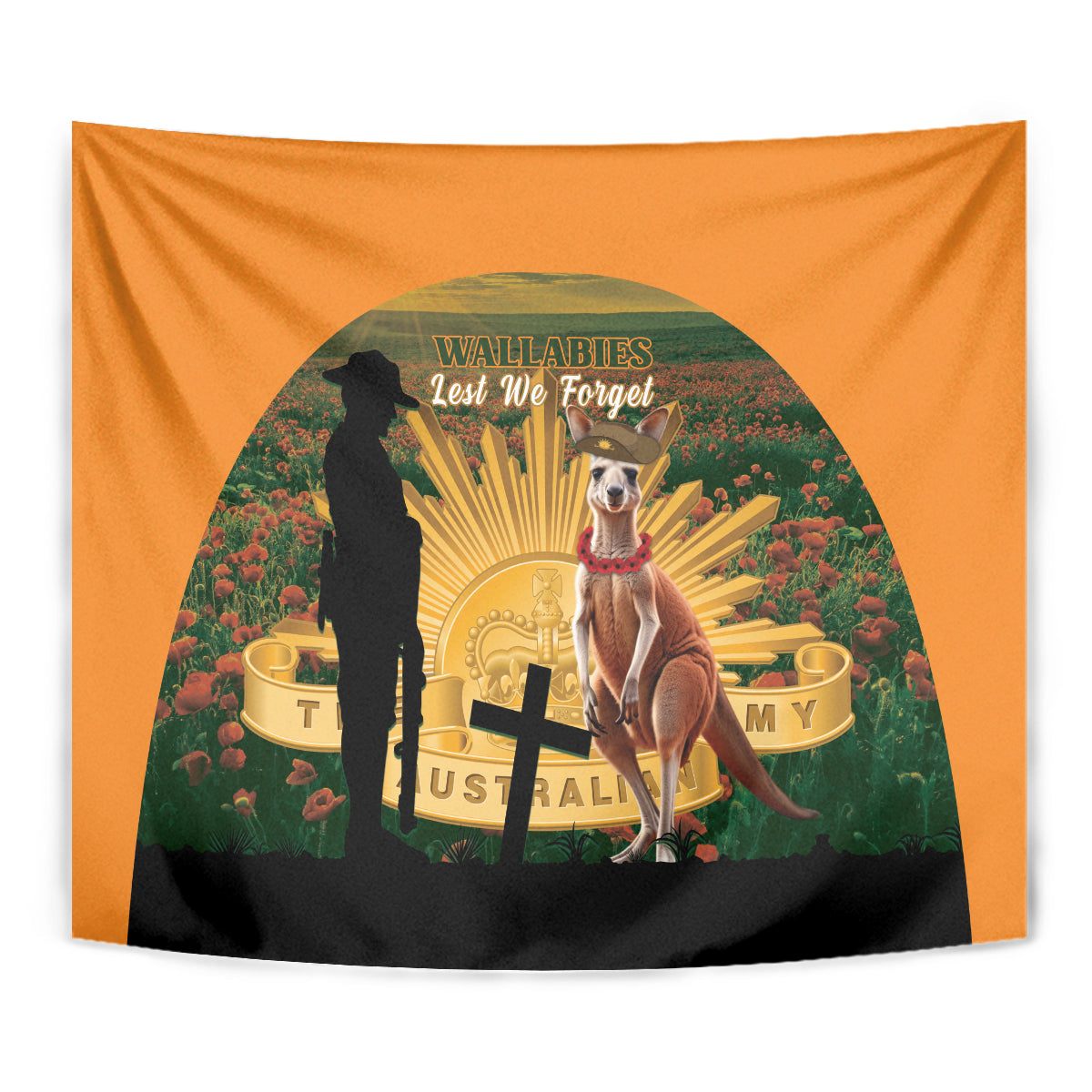 Australia Wallabies Rugby ANZAC Day Tapestry 2024 Lest We Forget - Vibe Hoodie Shop