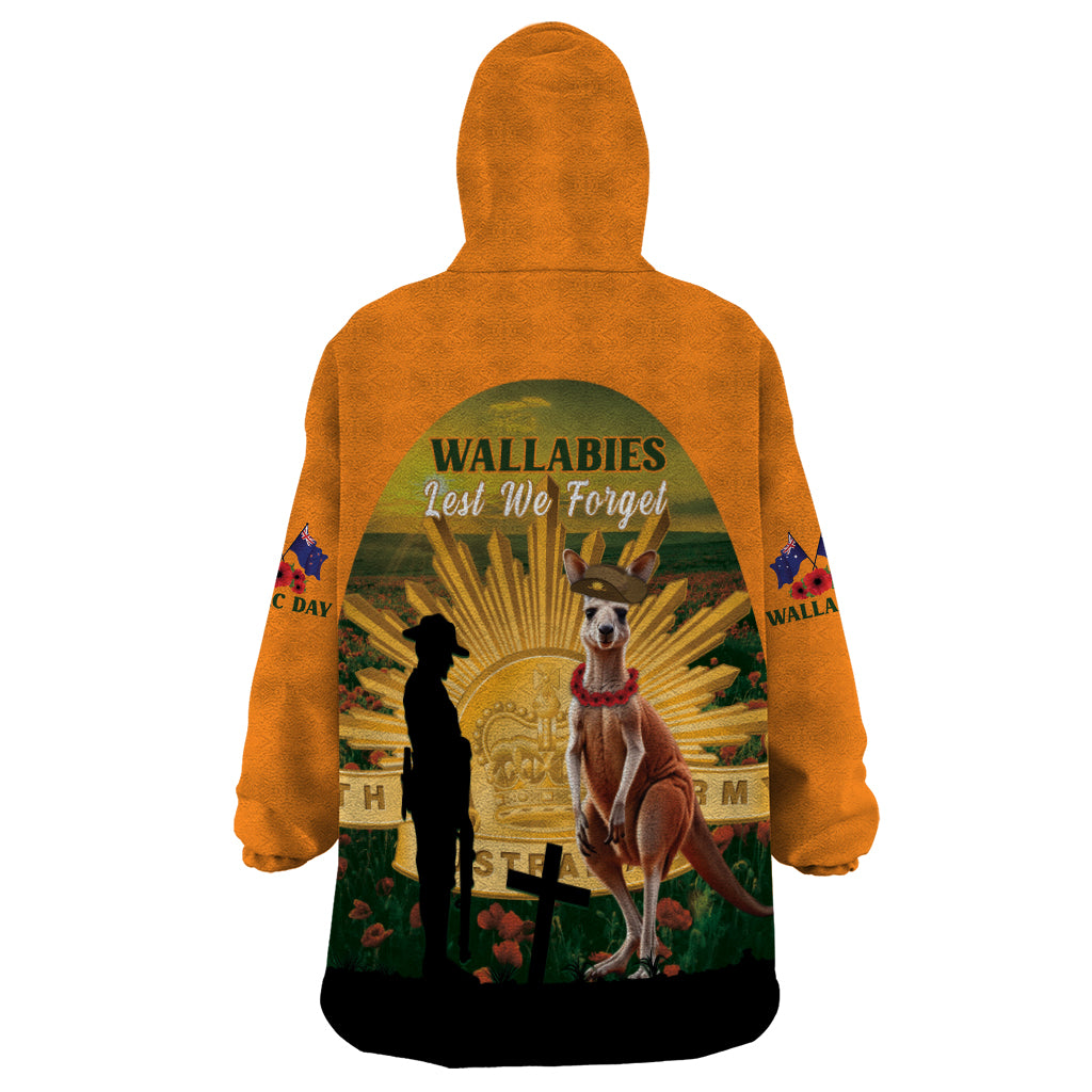 Australia Wallabies Rugby ANZAC Day Wearable Blanket Hoodie 2024 Lest We Forget - Vibe Hoodie Shop