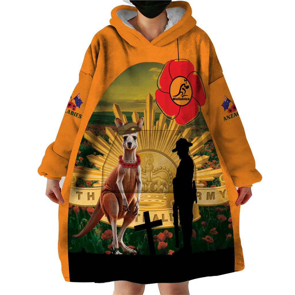 Australia Wallabies Rugby ANZAC Day Wearable Blanket Hoodie 2024 Lest We Forget - Vibe Hoodie Shop