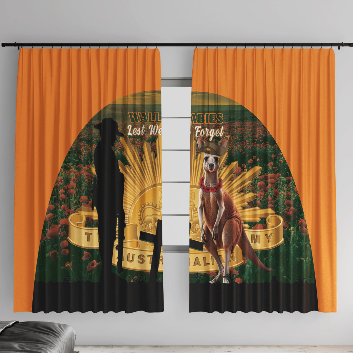 Australia Wallabies Rugby ANZAC Day Window Curtain 2024 Lest We Forget