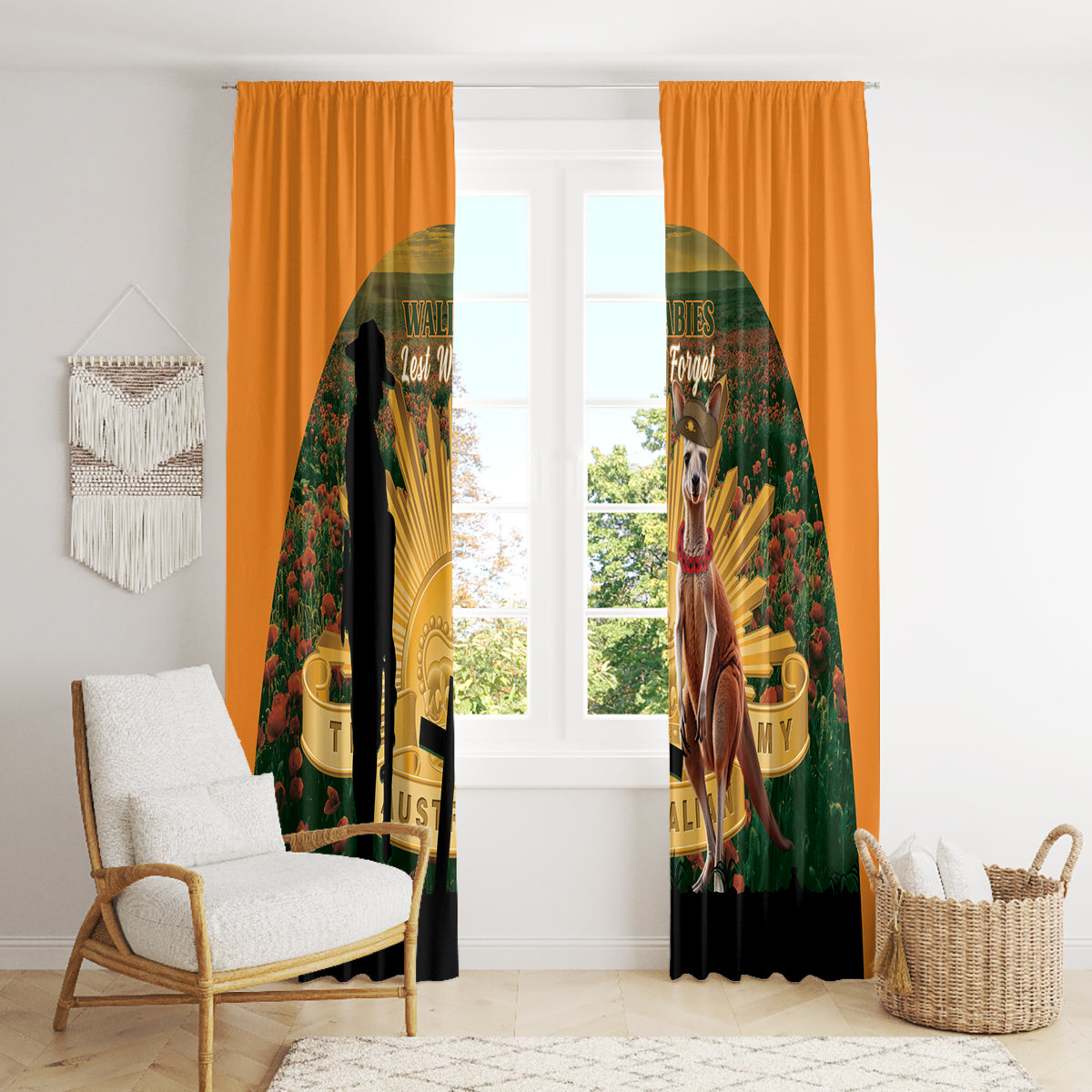 Australia Wallabies Rugby ANZAC Day Window Curtain 2024 Lest We Forget
