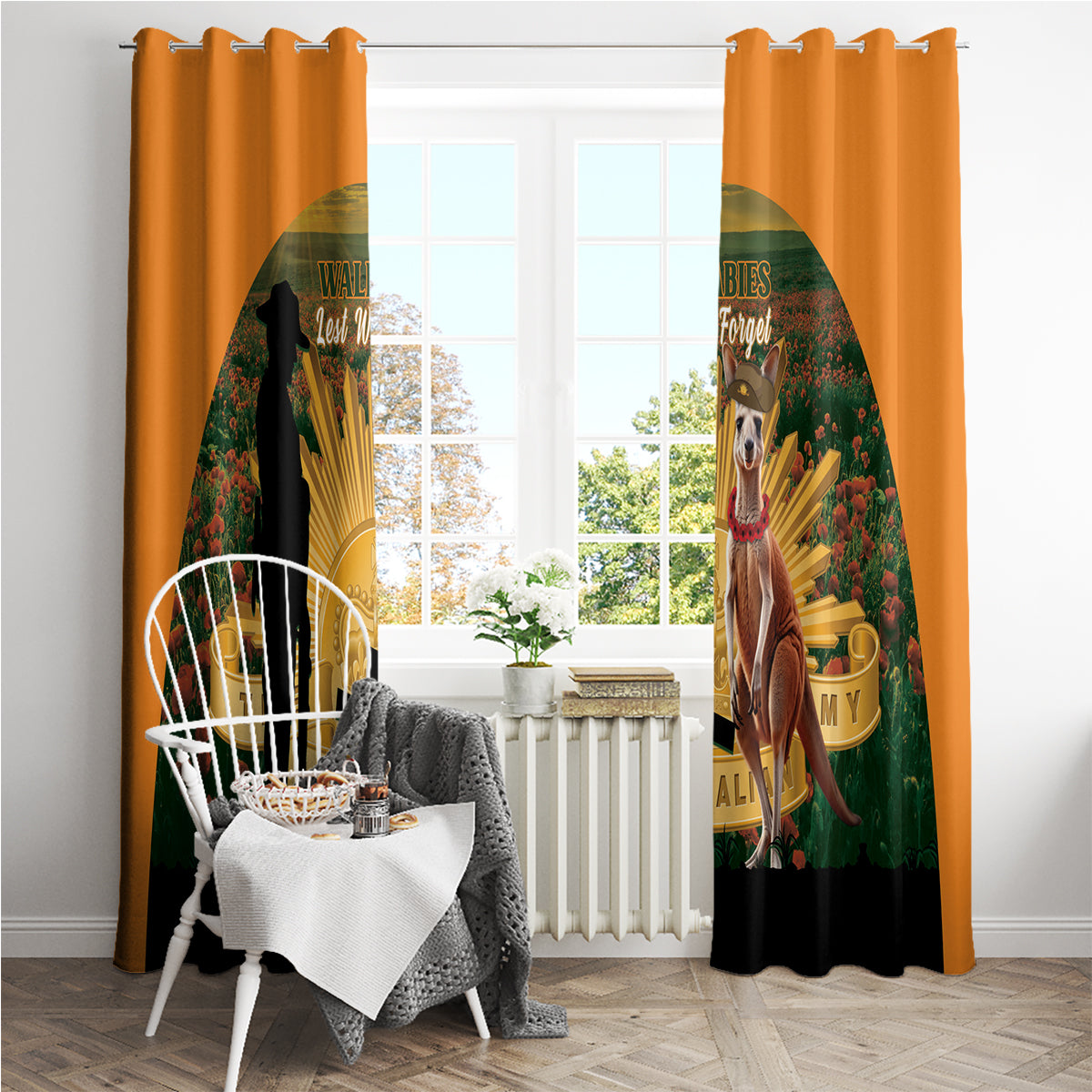 Australia Wallabies Rugby ANZAC Day Window Curtain 2024 Lest We Forget