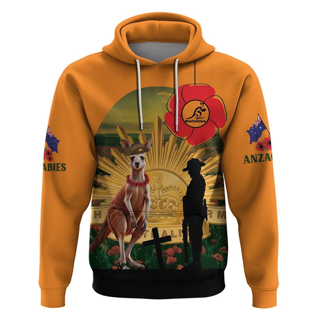 Australia Wallabies Rugby ANZAC Day Zip Hoodie 2024 Lest We Forget - Vibe Hoodie Shop