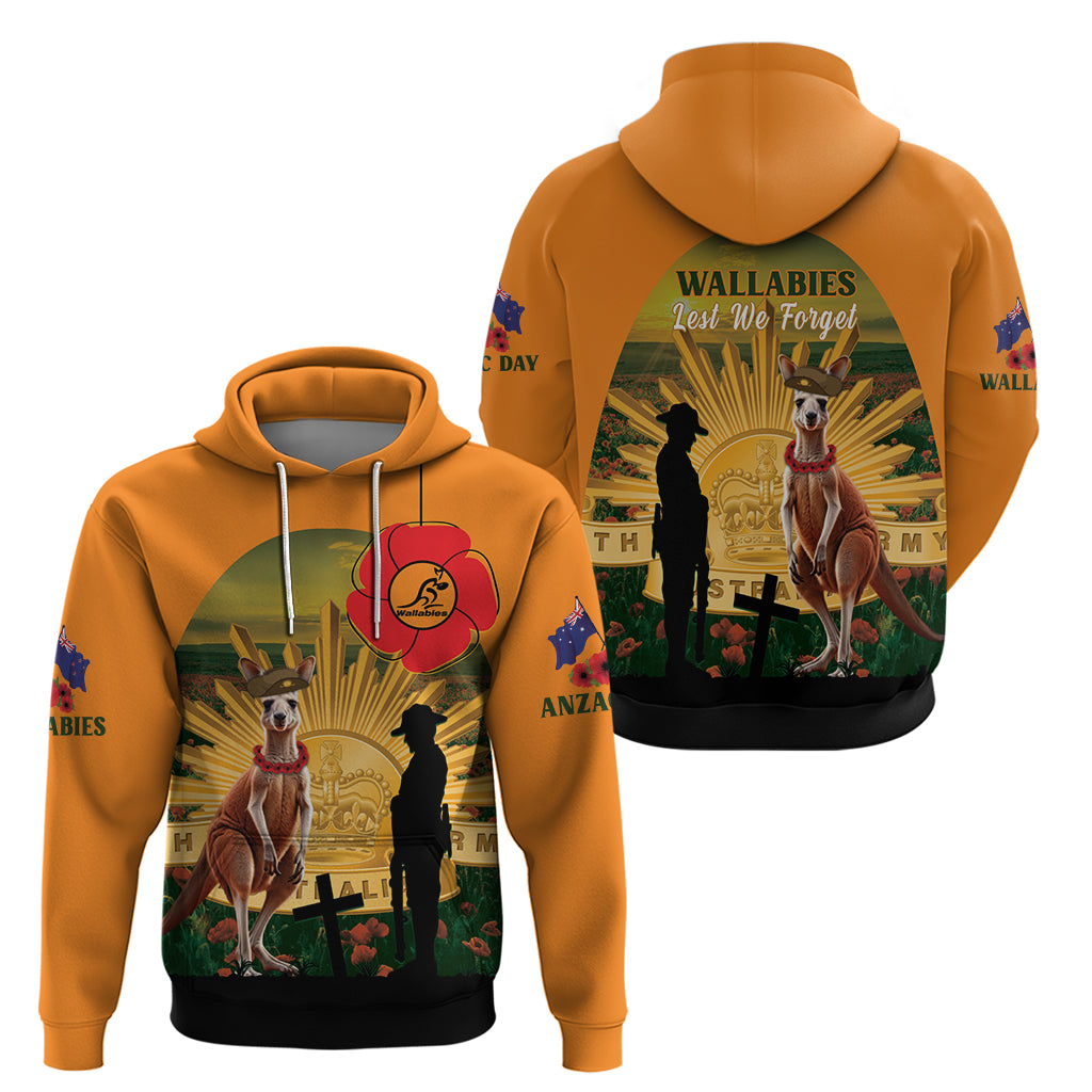 Australia Wallabies Rugby ANZAC Day Zip Hoodie 2024 Lest We Forget - Vibe Hoodie Shop