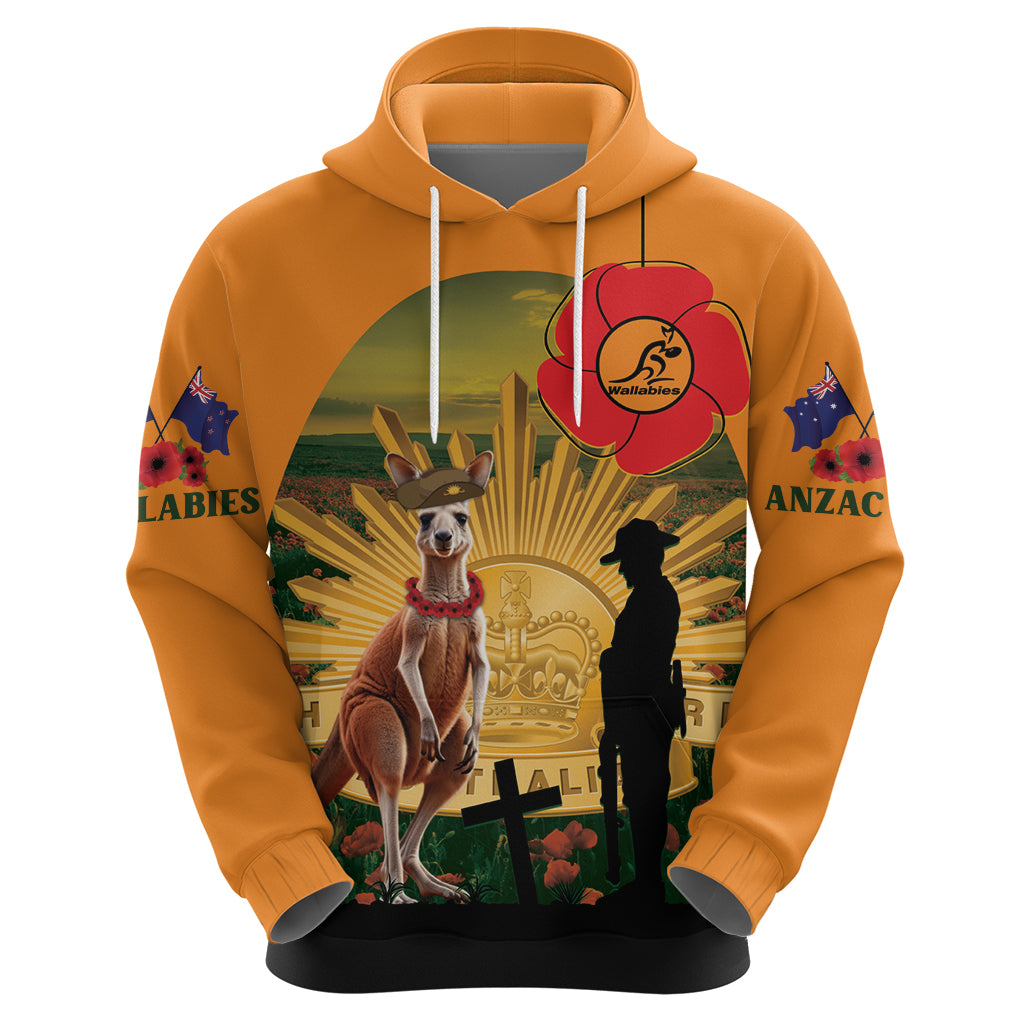 Australia Wallabies Rugby ANZAC Day Zip Hoodie 2024 Lest We Forget - Vibe Hoodie Shop
