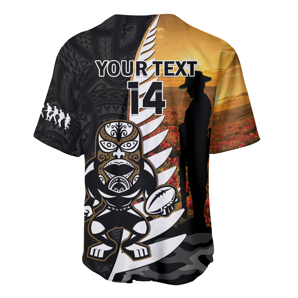 Custom New Zealand Silver Fern Rugby ANZAC Day Baseball Jersey 2024 All Black Tiki Mascot - Vibe Hoodie Shop