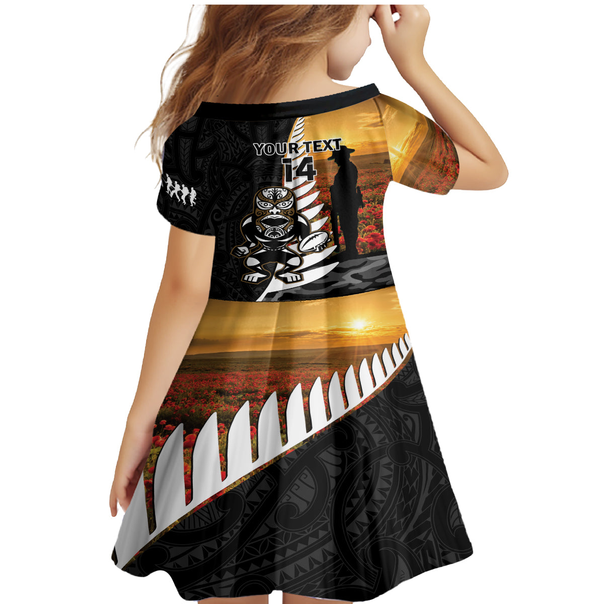 Custom New Zealand Silver Fern Rugby ANZAC Day Family Matching Mermaid Dress and Hawaiian Shirt 2024 All Black Tiki Mascot