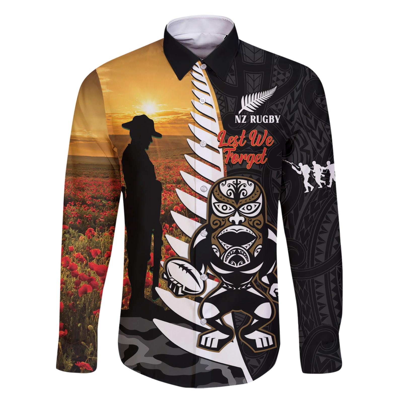 Custom New Zealand Silver Fern Rugby ANZAC Day Family Matching Short Sleeve Bodycon Dress and Hawaiian Shirt 2024 All Black Tiki Mascot