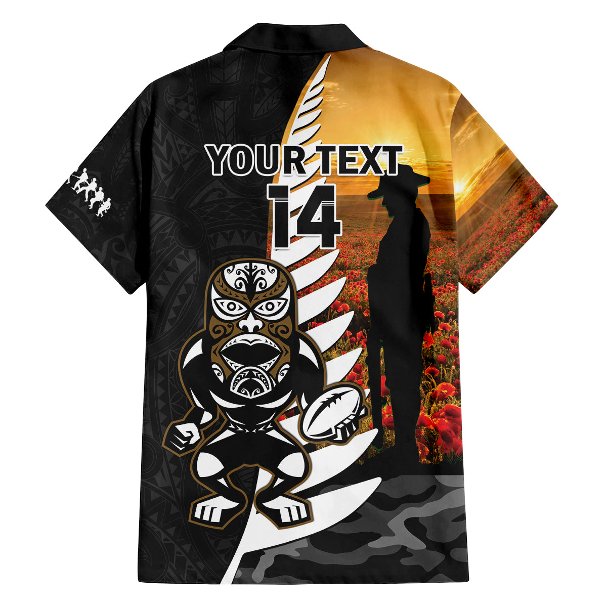 Custom New Zealand Silver Fern Rugby ANZAC Day Family Matching Tank Maxi Dress and Hawaiian Shirt 2024 All Black Tiki Mascot