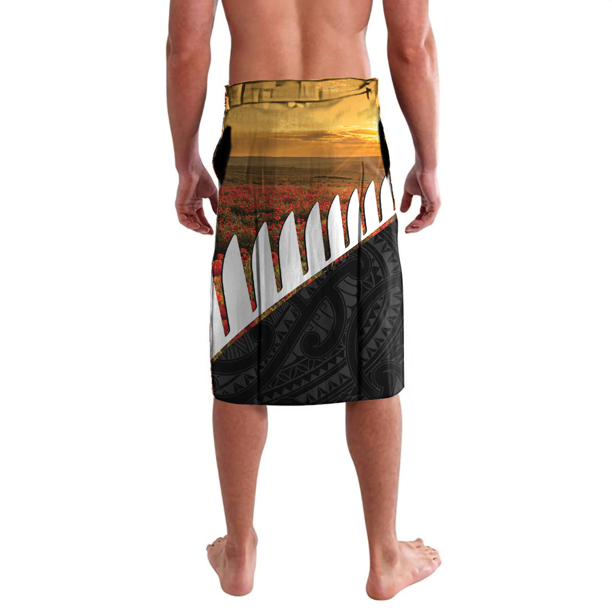 Custom New Zealand Silver Fern Rugby ANZAC Day Lavalava 2024 All Black Tiki Mascot