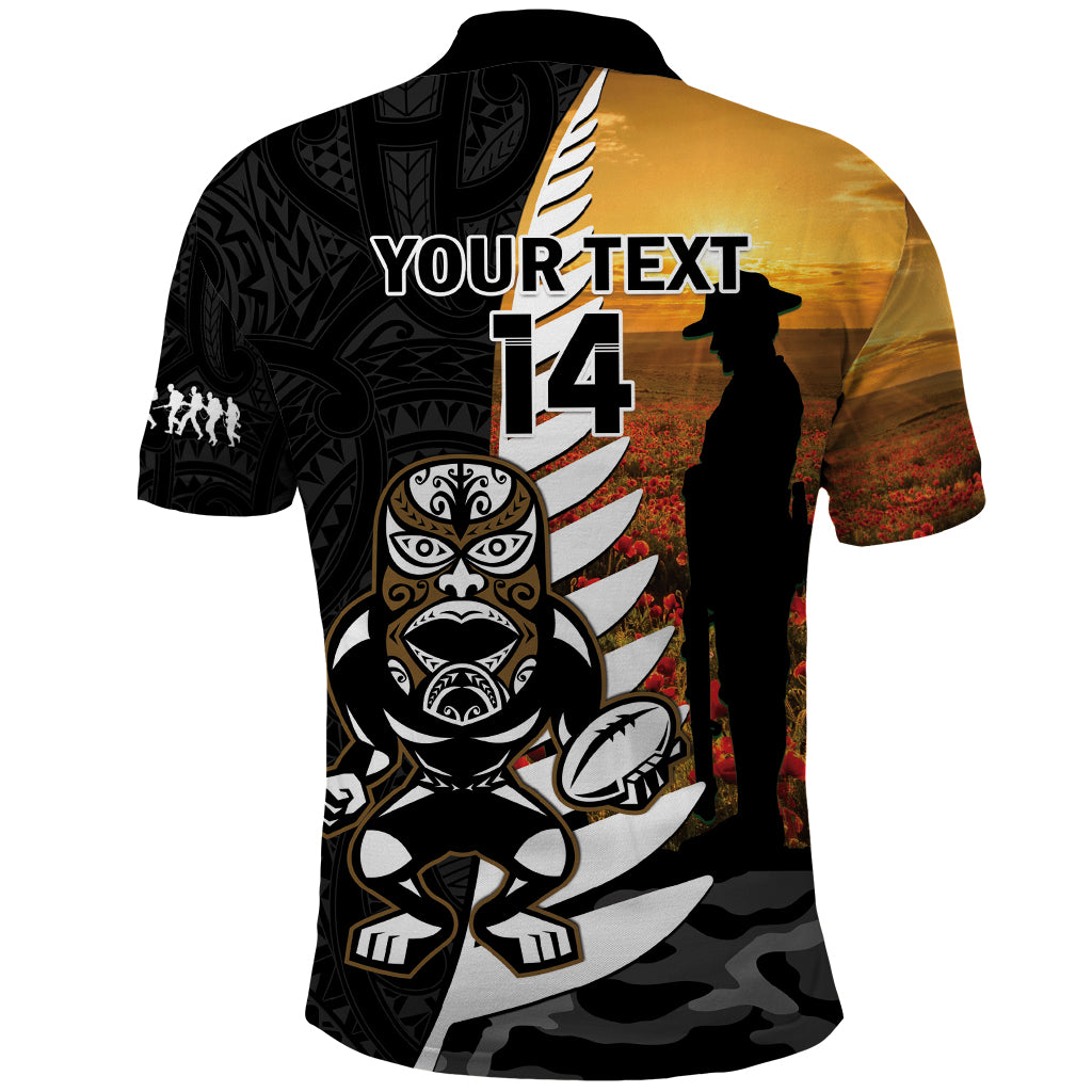 Custom New Zealand Silver Fern Rugby ANZAC Day Polo Shirt 2024 All Black Tiki Mascot - Vibe Hoodie Shop