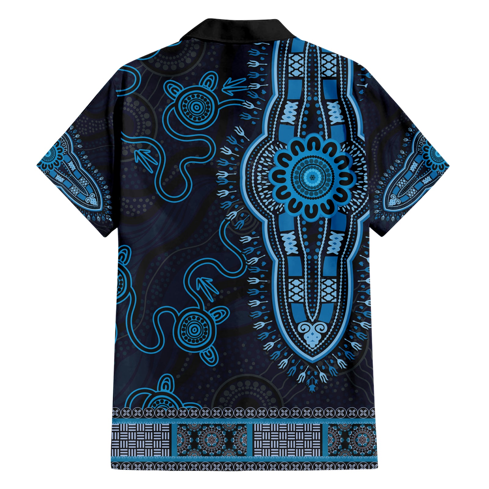 Blue African Dashiki With Australia Aboriginal Art Hawaiian Shirt - Vibe Hoodie Shop