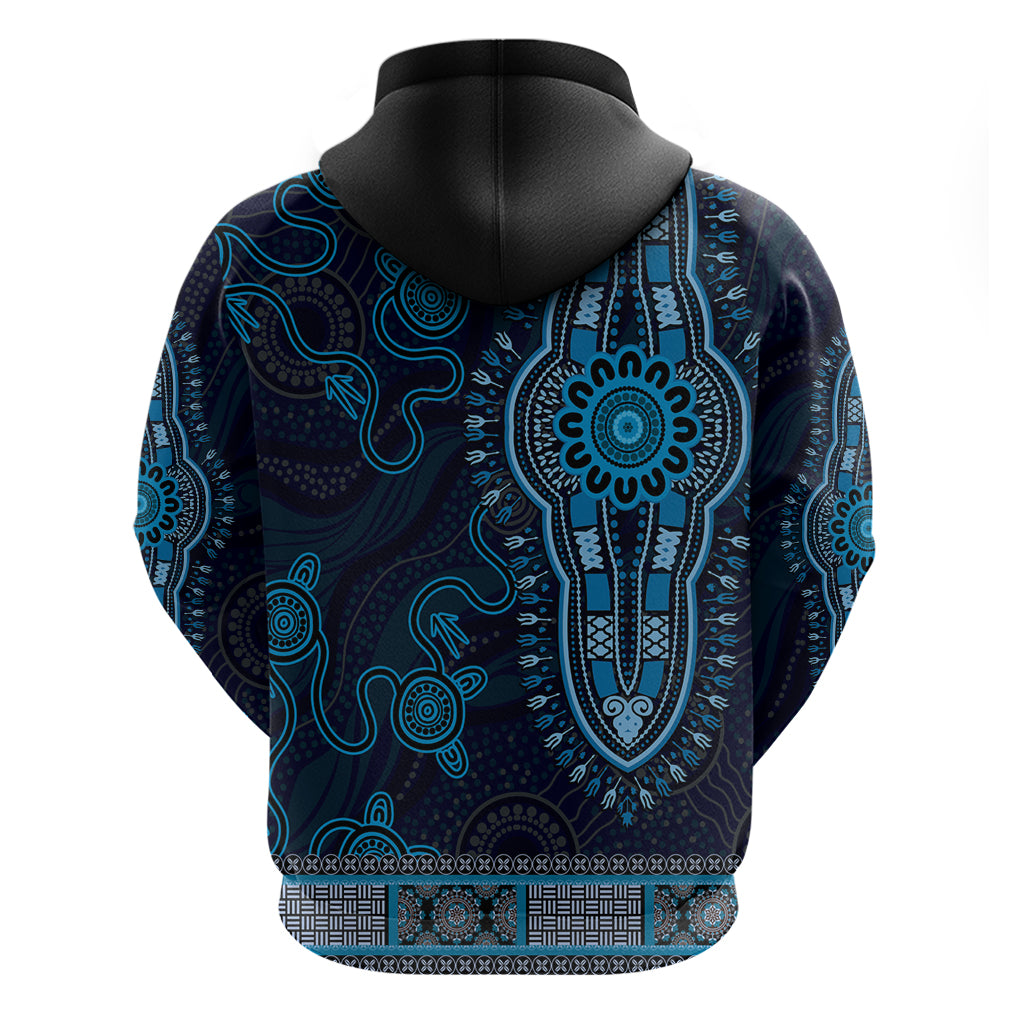 Blue African Dashiki With Australia Aboriginal Art Hoodie - Vibe Hoodie Shop