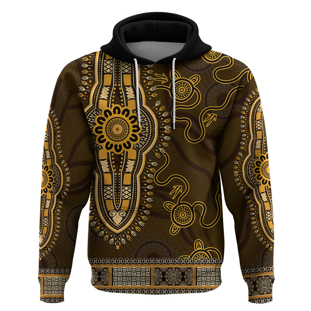Gold African Dashiki With Australia Aboriginal Art Hoodie - Vibe Hoodie Shop
