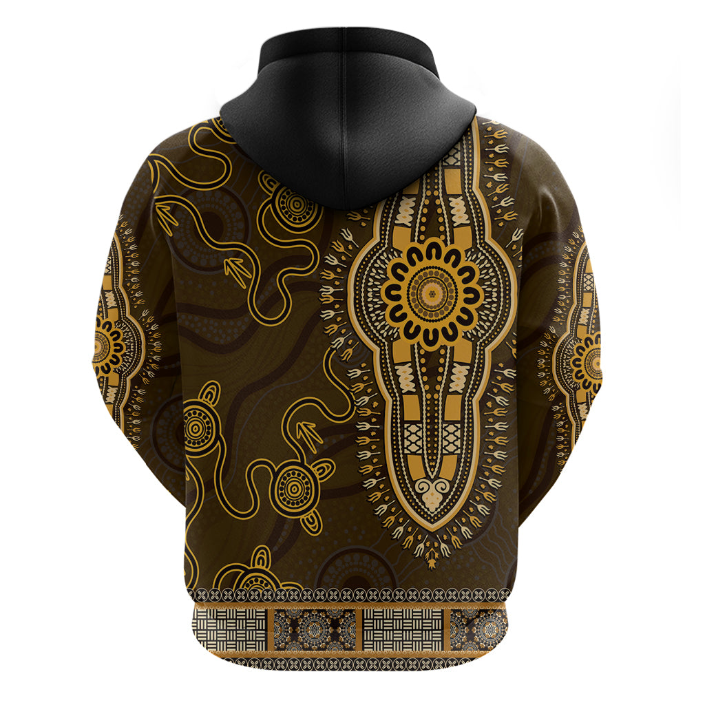 Gold African Dashiki With Australia Aboriginal Art Hoodie - Vibe Hoodie Shop