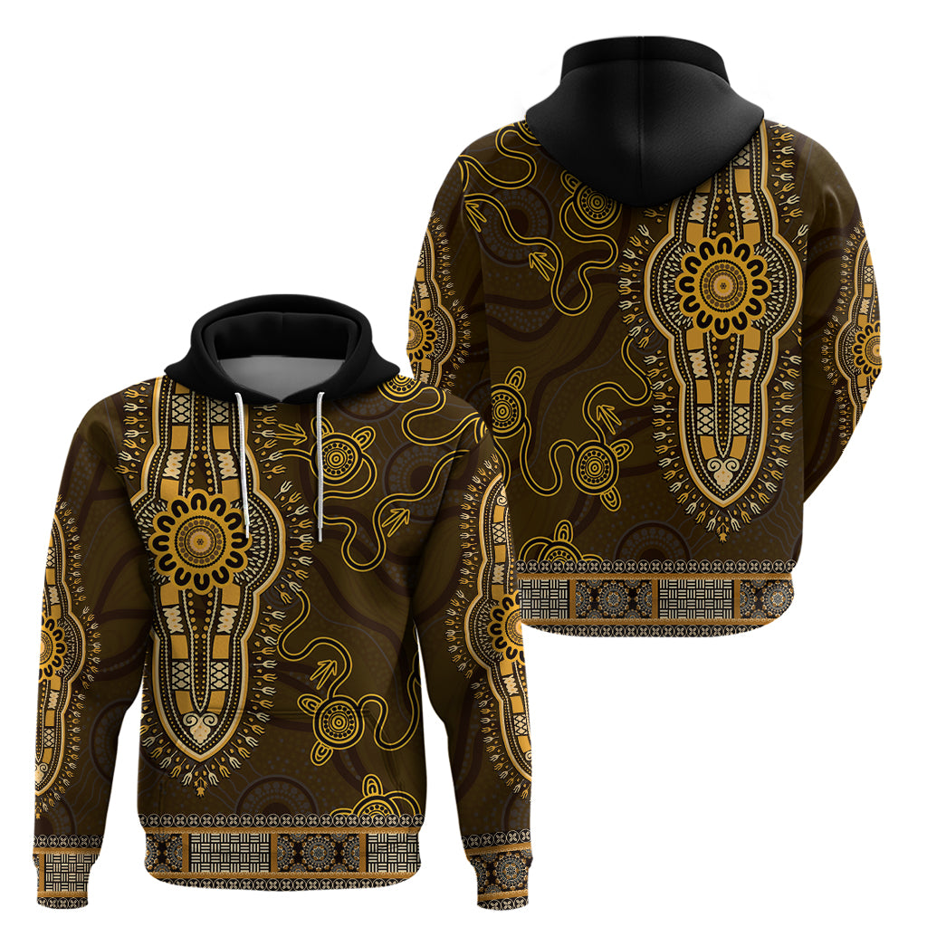 Gold African Dashiki With Australia Aboriginal Art Hoodie - Vibe Hoodie Shop