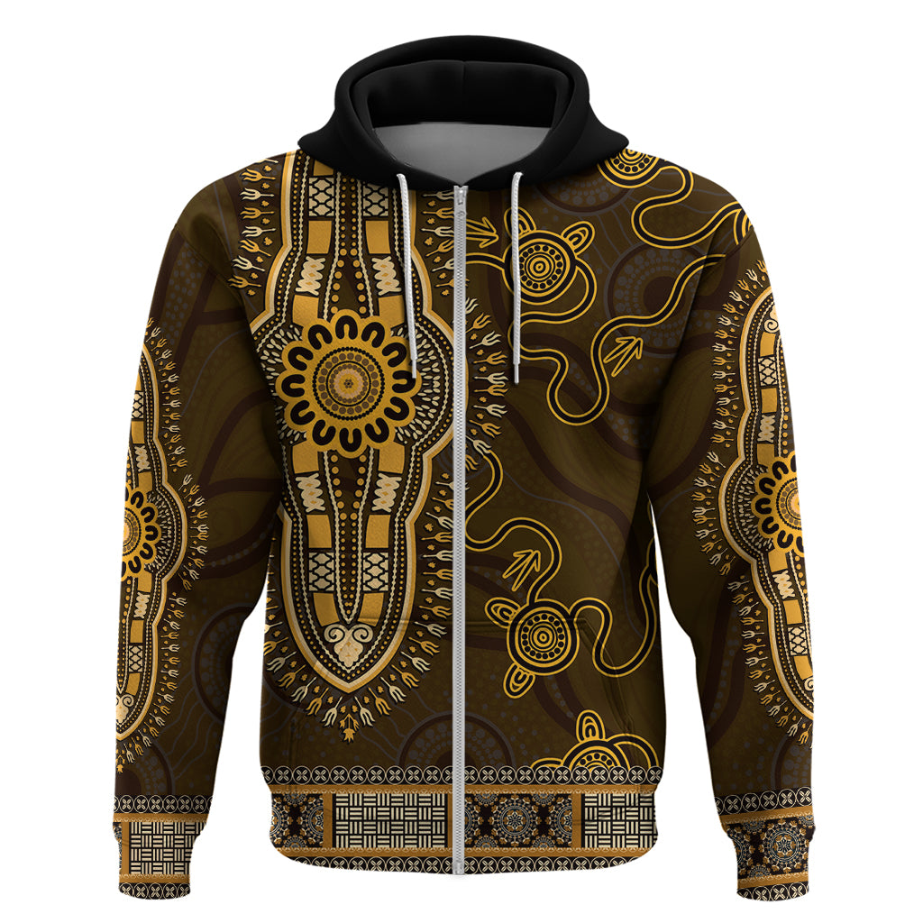 Gold African Dashiki With Australia Aboriginal Art Hoodie - Vibe Hoodie Shop
