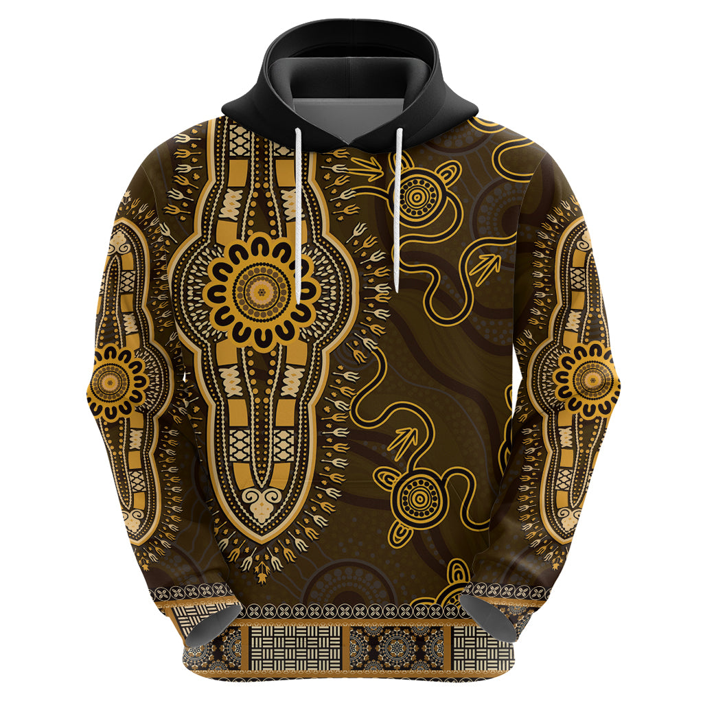Gold African Dashiki With Australia Aboriginal Art Hoodie - Vibe Hoodie Shop