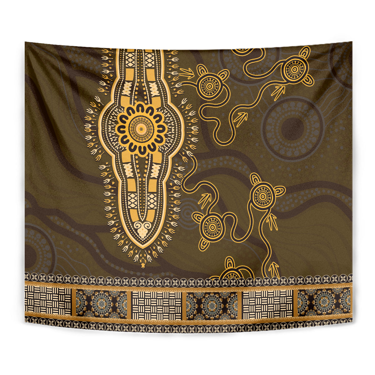 Gold African Dashiki With Australia Aboriginal Art Tapestry - Vibe Hoodie Shop