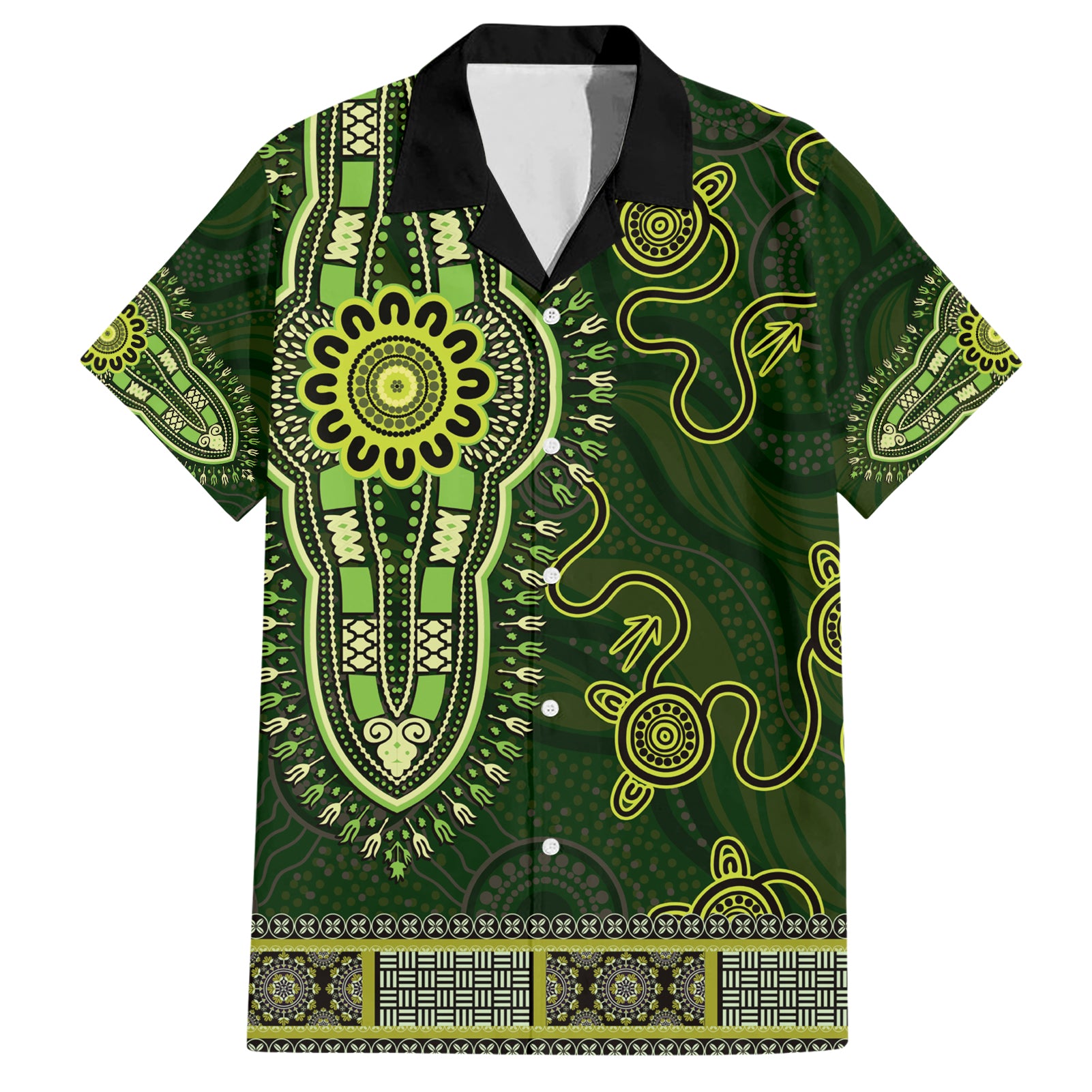 Lime Green African Dashiki With Australia Aboriginal Art Hawaiian Shirt - Vibe Hoodie Shop