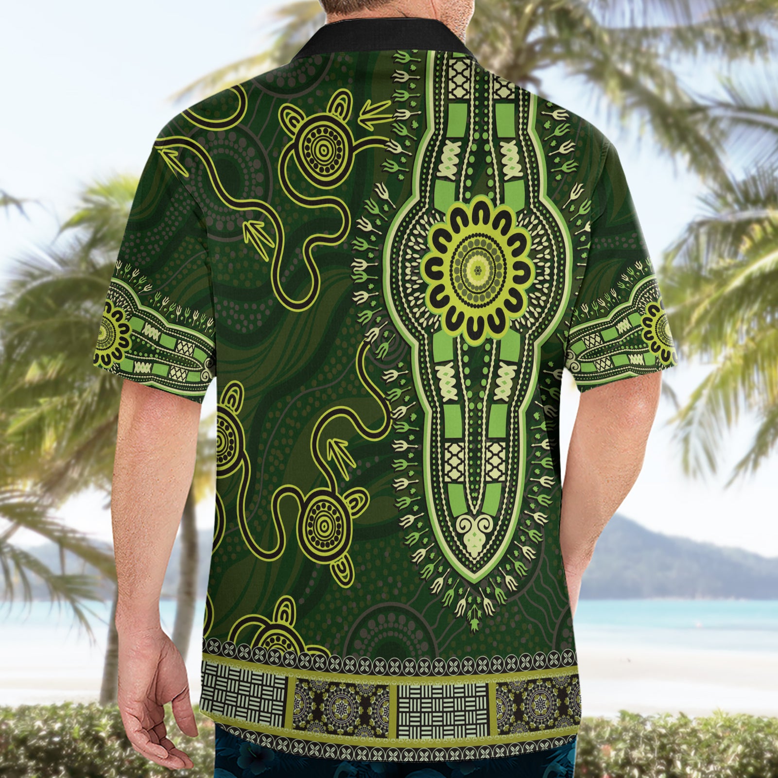 Lime Green African Dashiki With Australia Aboriginal Art Hawaiian Shirt - Vibe Hoodie Shop