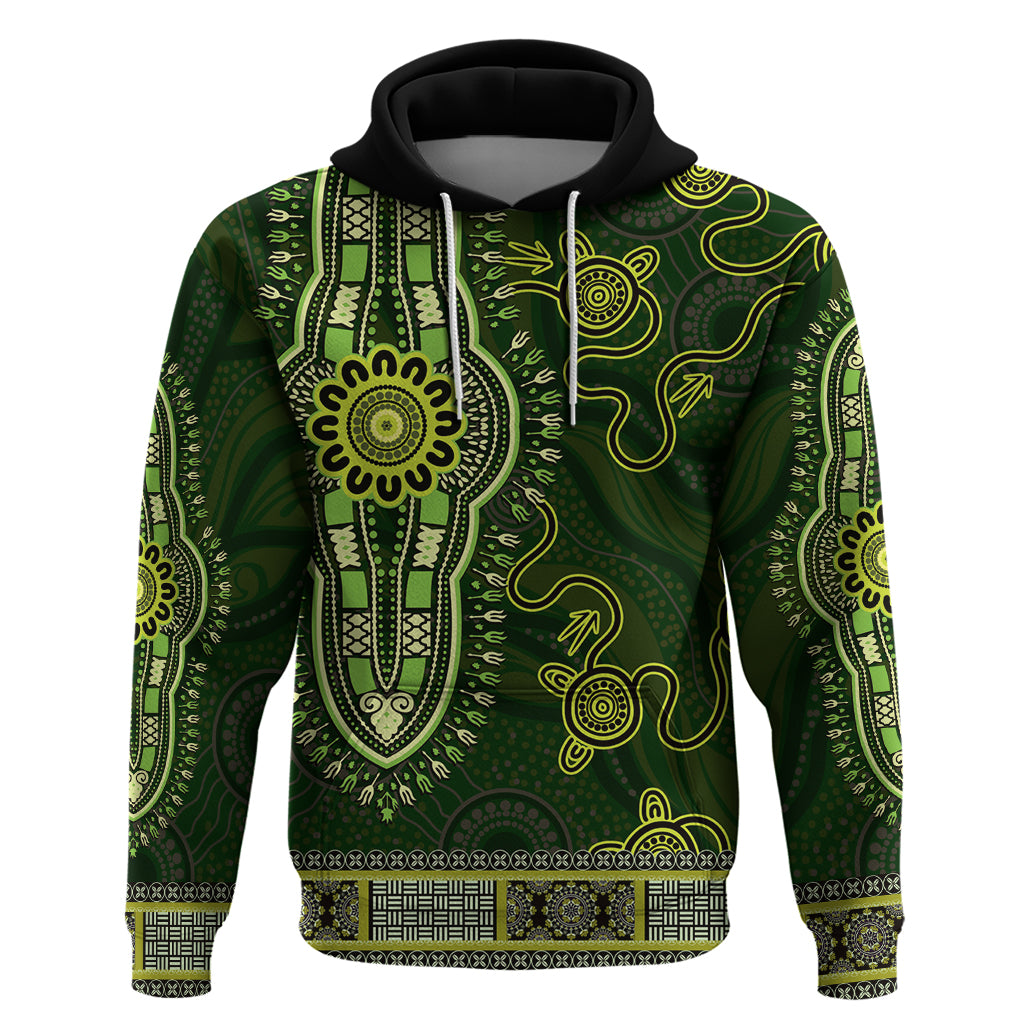 Lime Green African Dashiki With Australia Aboriginal Art Hoodie - Vibe Hoodie Shop