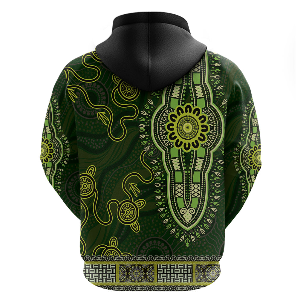 Lime Green African Dashiki With Australia Aboriginal Art Hoodie - Vibe Hoodie Shop