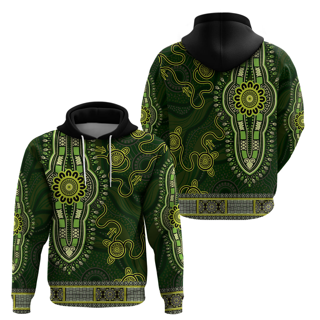 Lime Green African Dashiki With Australia Aboriginal Art Hoodie - Vibe Hoodie Shop