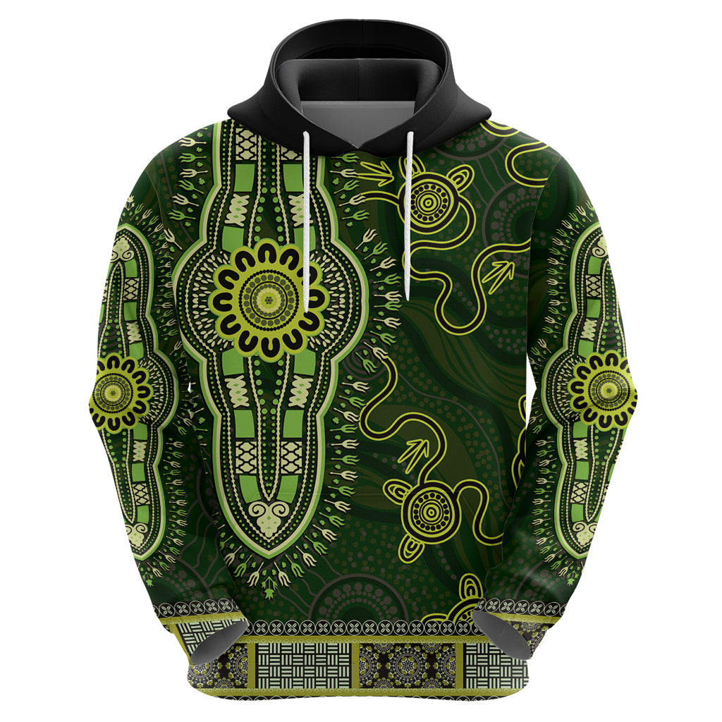 Lime Green African Dashiki With Australia Aboriginal Art Hoodie - Vibe Hoodie Shop
