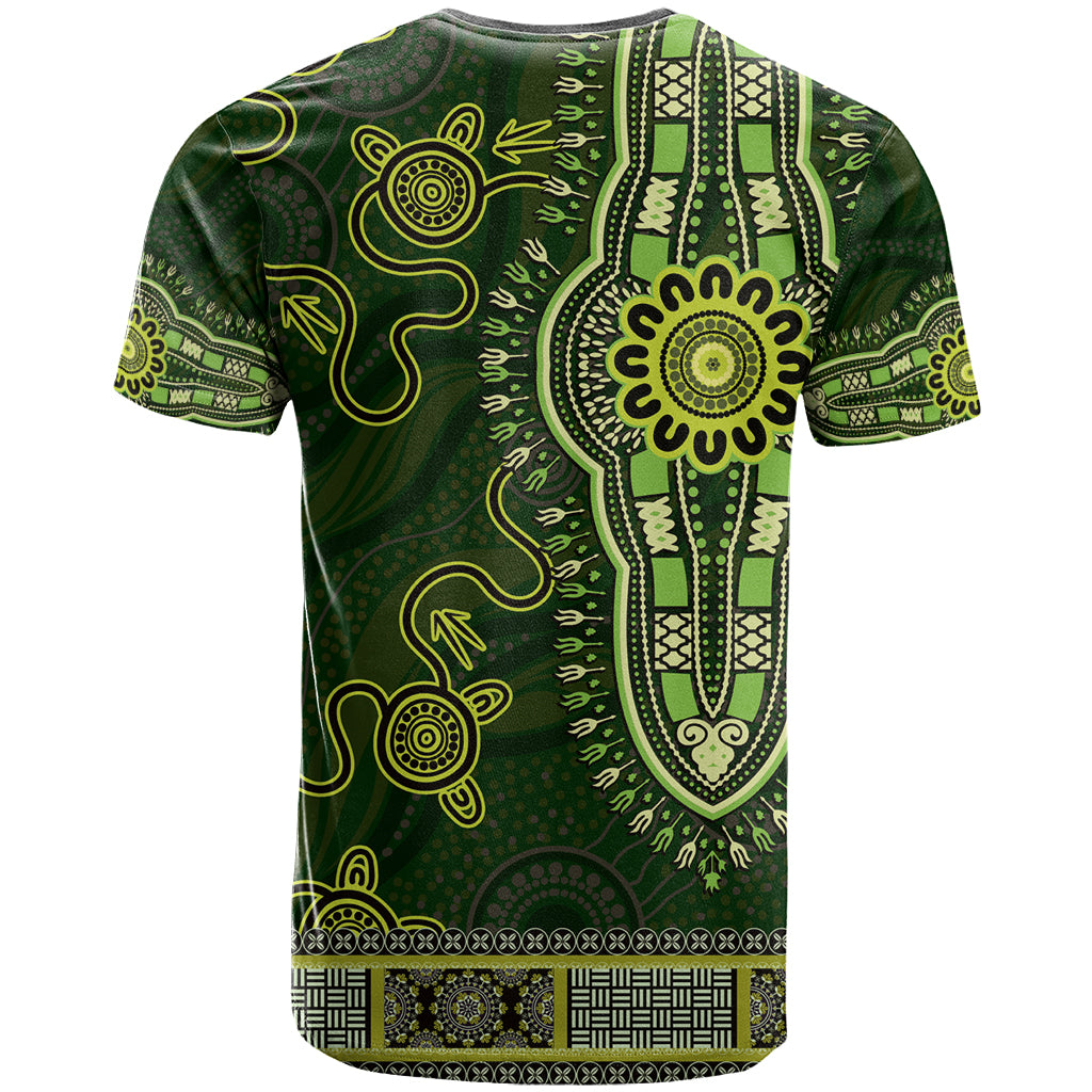 Lime Green African Dashiki With Australia Aboriginal Art T Shirt - Vibe Hoodie Shop