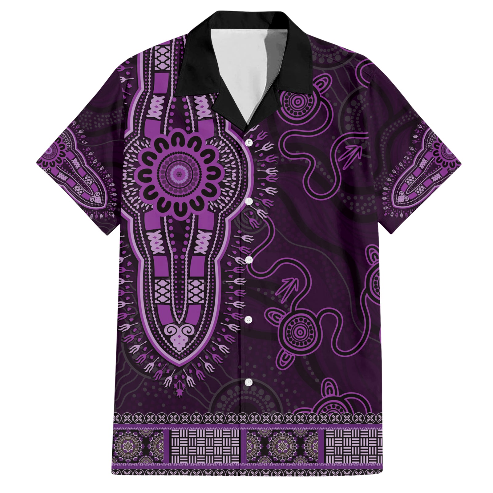 Purple African Dashiki With Australia Aboriginal Art Hawaiian Shirt - Vibe Hoodie Shop