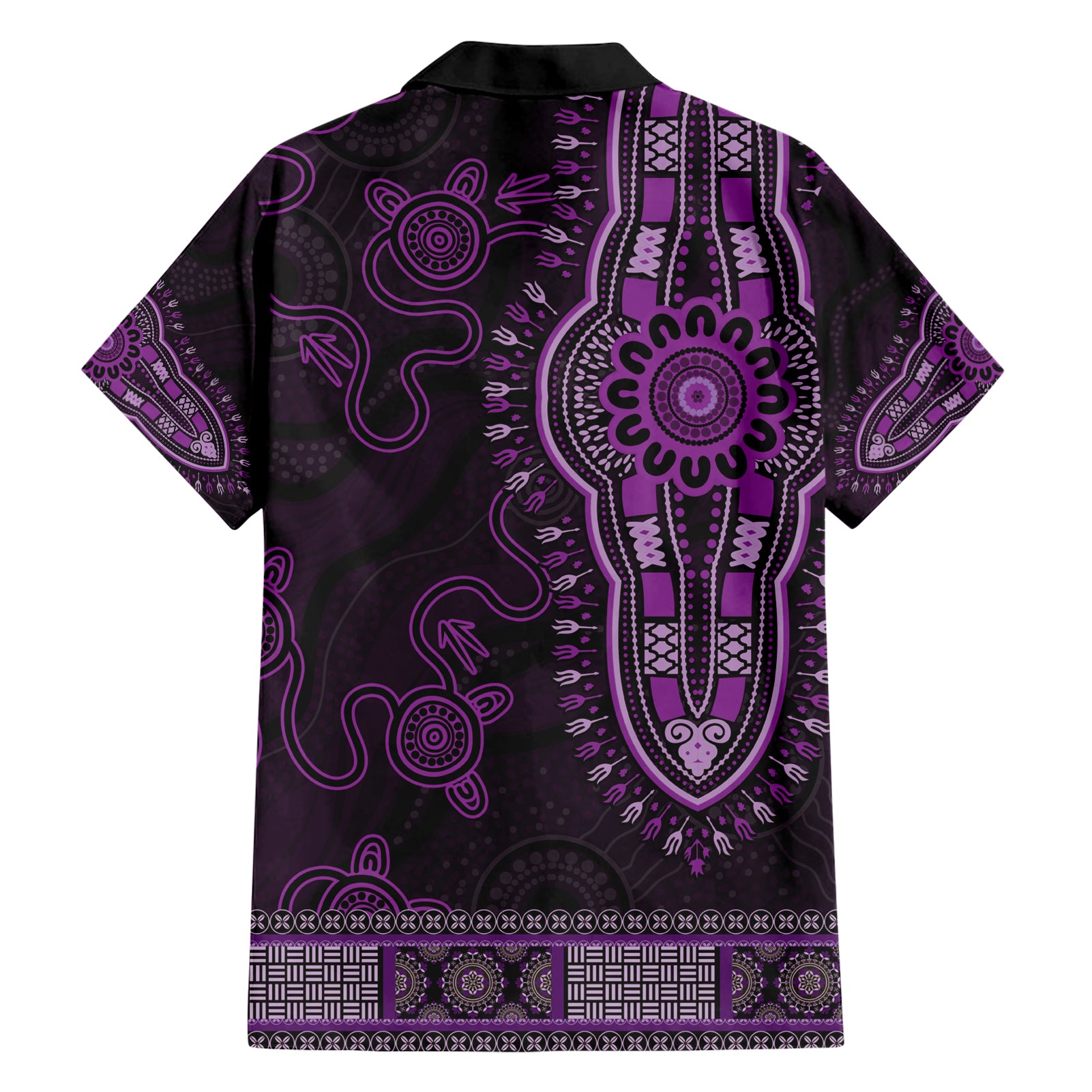 Purple African Dashiki With Australia Aboriginal Art Hawaiian Shirt - Vibe Hoodie Shop