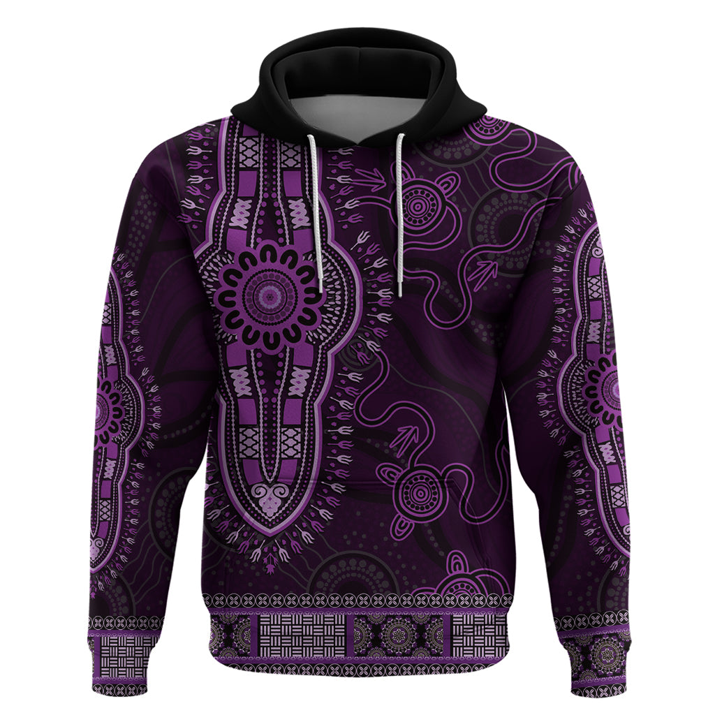 Purple African Dashiki With Australia Aboriginal Art Hoodie - Vibe Hoodie Shop
