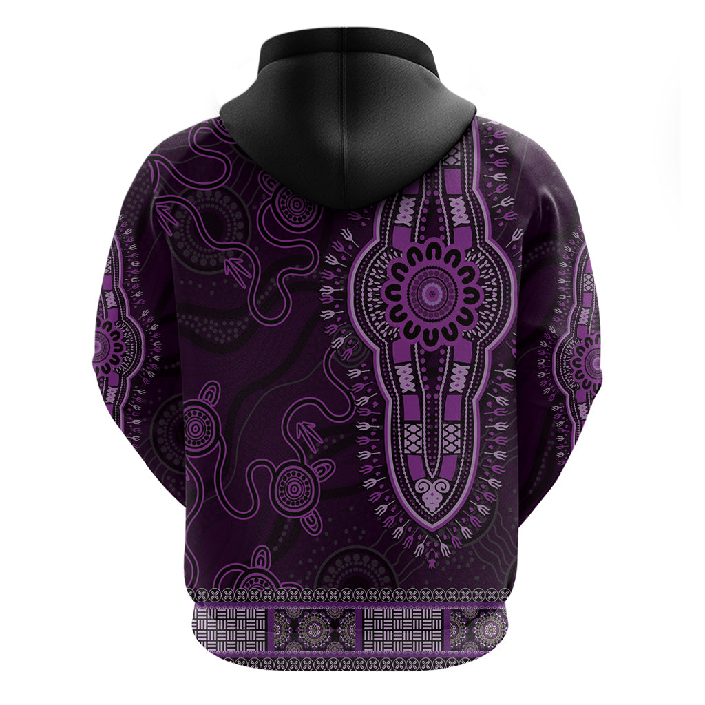 Purple African Dashiki With Australia Aboriginal Art Hoodie - Vibe Hoodie Shop