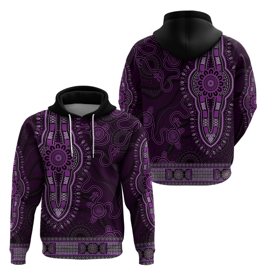 Purple African Dashiki With Australia Aboriginal Art Hoodie - Vibe Hoodie Shop