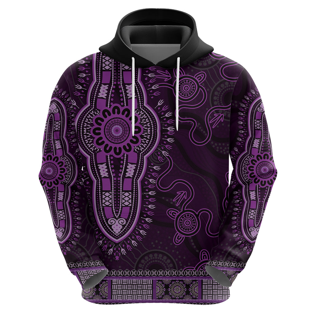Purple African Dashiki With Australia Aboriginal Art Hoodie - Vibe Hoodie Shop