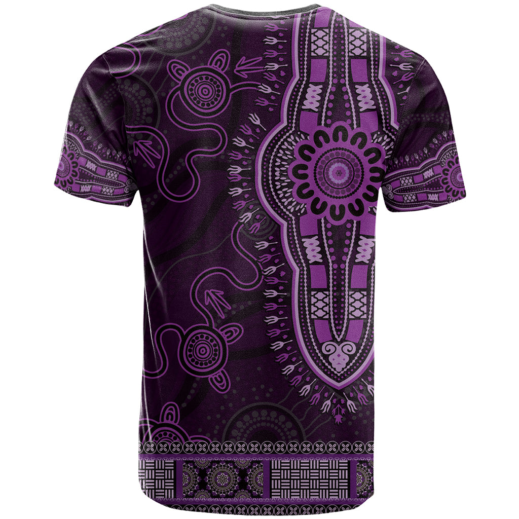 Purple African Dashiki With Australia Aboriginal Art T Shirt - Vibe Hoodie Shop