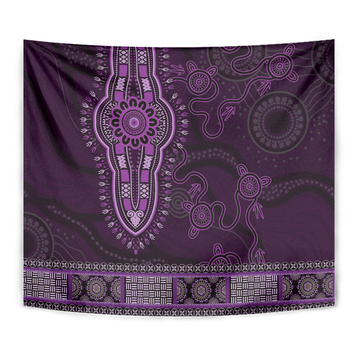 Purple African Dashiki With Australia Aboriginal Art Tapestry - Vibe Hoodie Shop