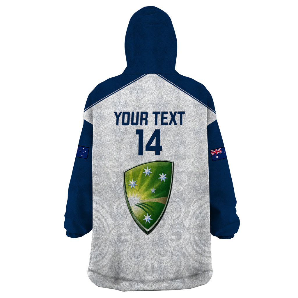 Personalised Australia Cricket Wearable Blanket Hoodie 2023 Ashes Go Aussie Indigenous Art - Vibe Hoodie Shop