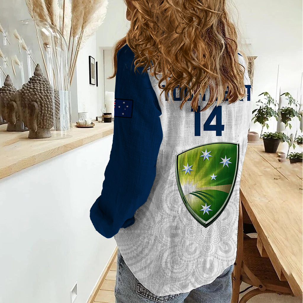 Personalised Australia Cricket Women Casual Shirt 2023 Ashes Go Aussie Indigenous Art - Vibe Hoodie Shop