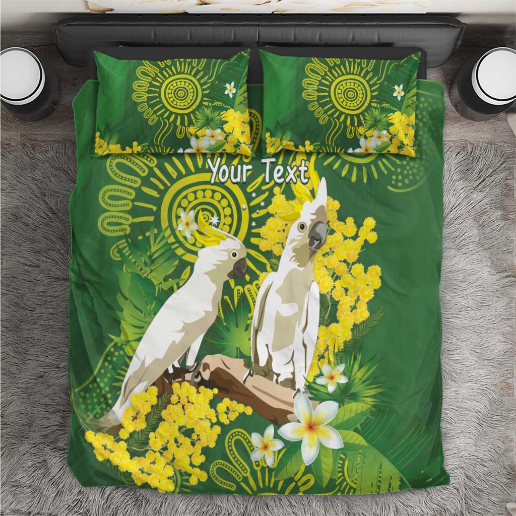 Personalised Australia Golden Wattle And Cacatua Galerita Bedding Set Aboriginal Art - Vibe Hoodie Shop