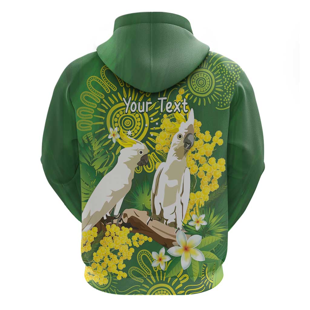 Personalised Australia Golden Wattle And Cacatua Galerita Hoodie Aboriginal Art - Vibe Hoodie Shop