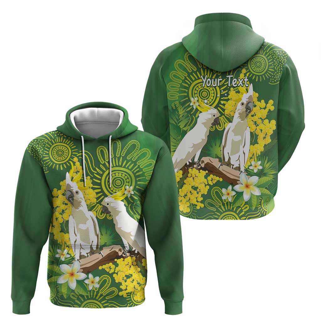 Personalised Australia Golden Wattle And Cacatua Galerita Hoodie Aboriginal Art - Vibe Hoodie Shop