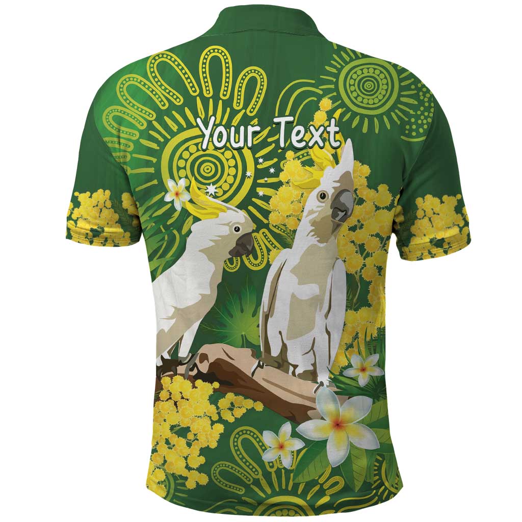 Personalised Australia Golden Wattle And Cacatua Galerita Polo Shirt Aboriginal Art - Vibe Hoodie Shop