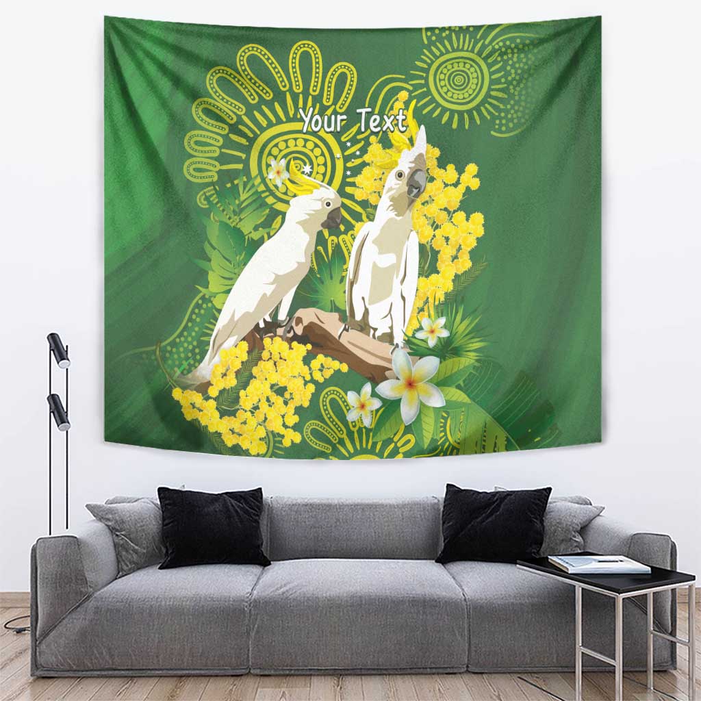 Personalised Australia Golden Wattle And Cacatua Galerita Tapestry Aboriginal Art - Vibe Hoodie Shop