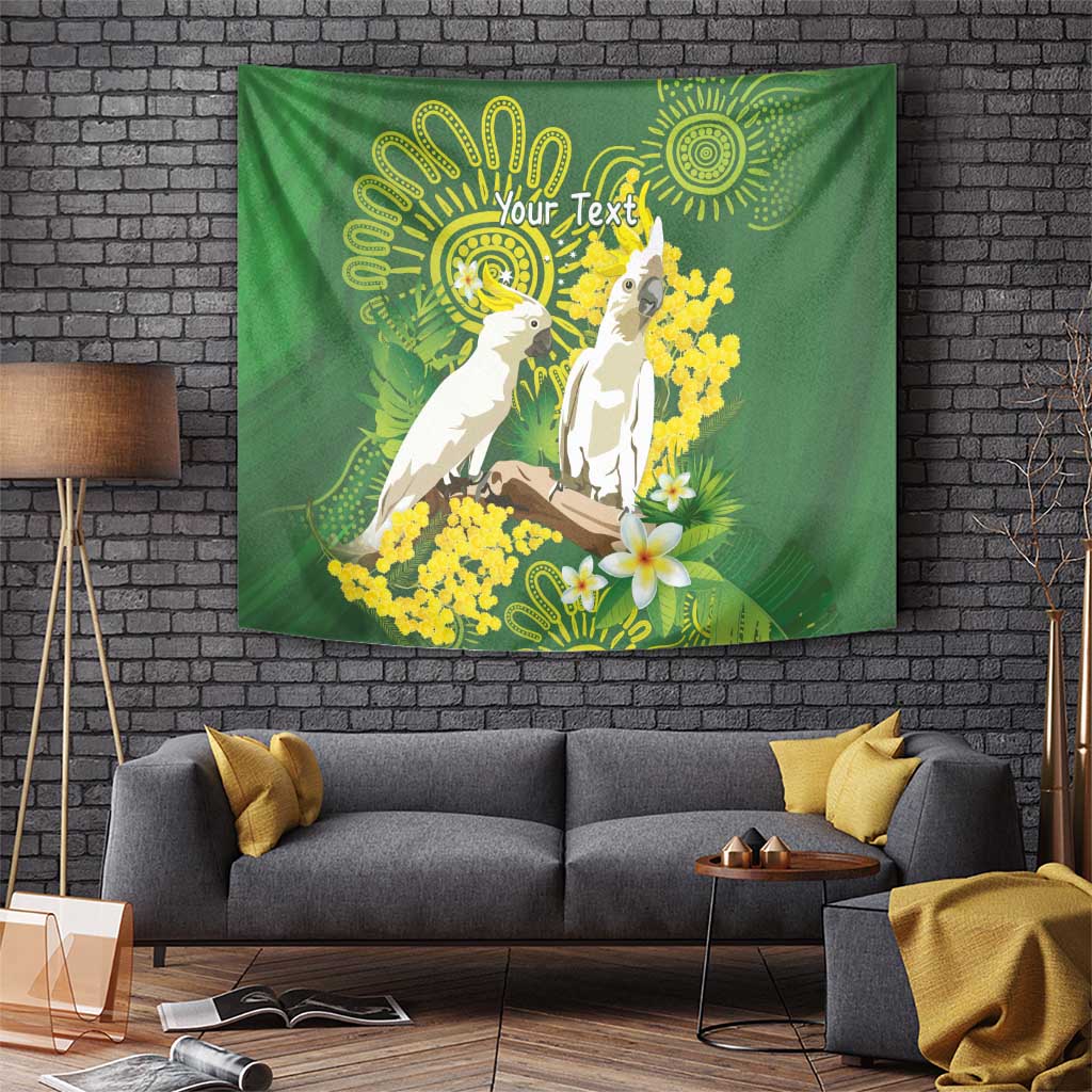 Personalised Australia Golden Wattle And Cacatua Galerita Tapestry Aboriginal Art - Vibe Hoodie Shop