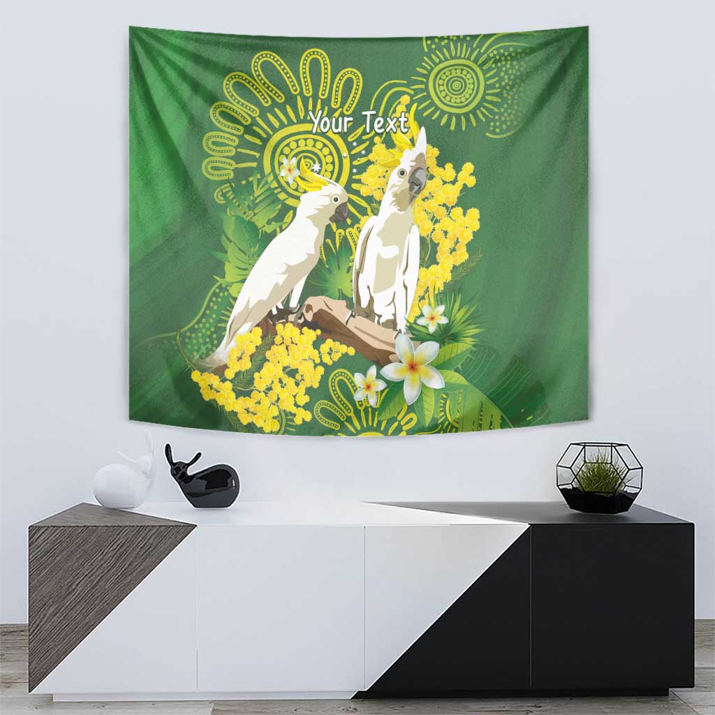 Personalised Australia Golden Wattle And Cacatua Galerita Tapestry Aboriginal Art - Vibe Hoodie Shop