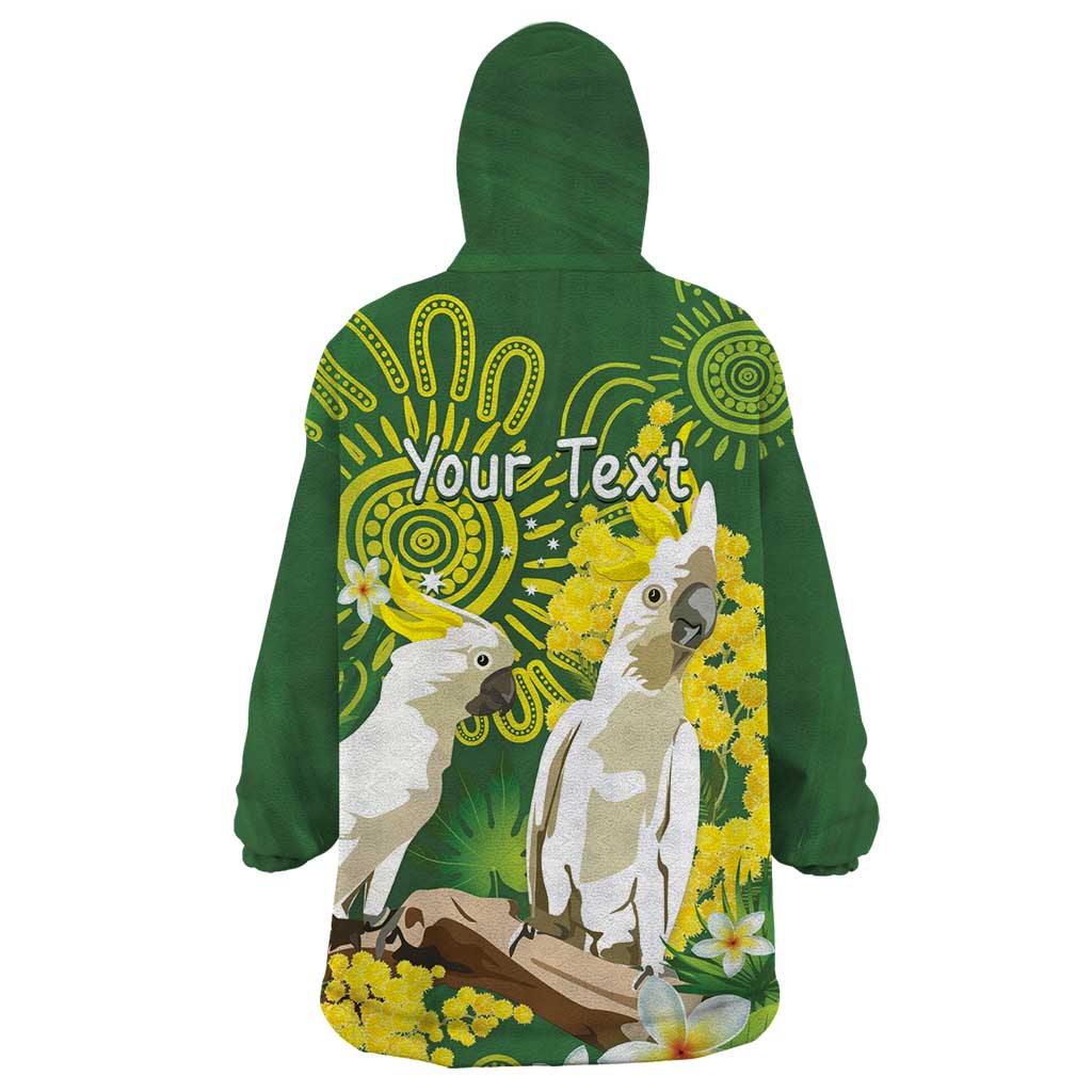 Personalised Australia Golden Wattle And Cacatua Galerita Wearable Blanket Hoodie Aboriginal Art - Vibe Hoodie Shop